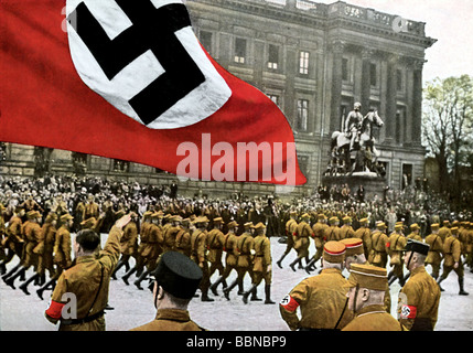 Nazism / National Socialism, events, parade of SA befor Adolf Hitler in Brunswick, 1931, , Stock Photo