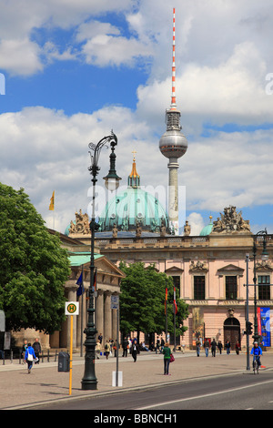 Zeughaus Historic museum on unter den Linden and TV Tower Berlin Germany Europe Stock Photo