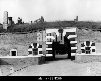 geography / travel, Czechia, Terezin, Theresienstadt Memorial Site, Little Fortress, gate, 1960s, , Stock Photo