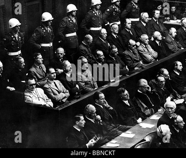 justice, lawsuits, Nuremberg Trials, Trial of the Major War Criminals 1945/1946, last day, 1.10.1946, dock during the proclamation of the sentence, Stock Photo