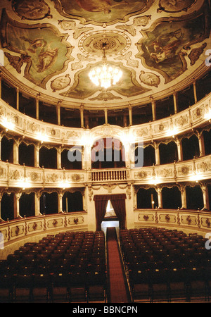Verdi, Giuseppe, 10.10.1813 - 27.1.1901, Italian composer, Teatro Verdi, Busseto, interior view,