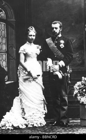 Rudolf, 21.8.1858 - 30.1.1889, Crown Prince of Austria-Hungary, full length, with his wife Stefanie of Belgium, 1880s, Stock Photo
