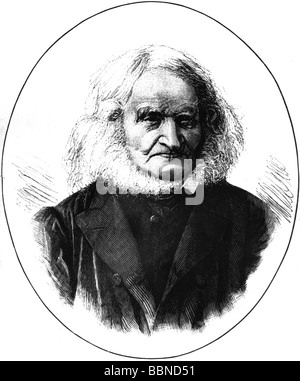 Zunz, Leopold, 10.8.1794 - 17.3.1886, German theologian (Jewish), founder of the 'Science of Judaism', portrait, wood engraving, 19th century, Stock Photo