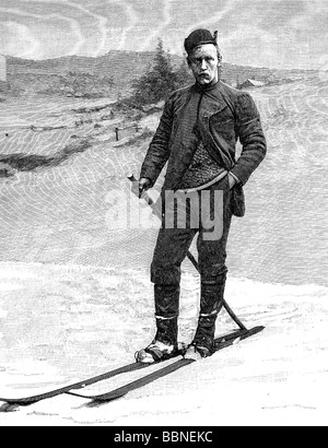 Nansen, Fridtjof, 10.10.1861 - 13.5.1930, Norwegian Polar explorer, scientist, full length, wood engraving, circa 1896, Stock Photo
