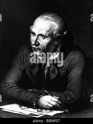 Chodowiecki, Daniel, 16.10.1726 - 7.2.1801, Polish - German painter and printmaker, half length, sitting at table, writing, Stock Photo