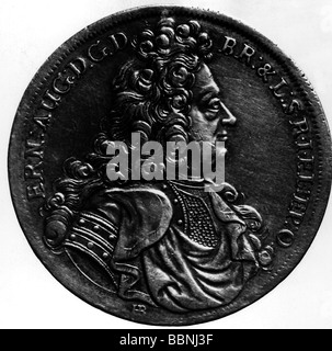 Ernest Augustus, 20.11.1629 - 23.1.1698, Duke of Brunswick-Lueneburg, Elector of Hanover, portrait, side view, medal, Stock Photo