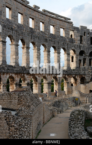 geography / travel, Croatia, Istra, Pula: Remains of Roman emperor Vespasians amphitheater (ca. 70 AD), interior view, Additional-Rights-Clearance-Info-Not-Available Stock Photo