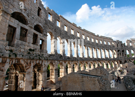 geography / travel, Croatia, Istra, Pula: Remains of Roman emperor Vespasians amphitheater (ca. 70 AD), interior view, Additional-Rights-Clearance-Info-Not-Available Stock Photo