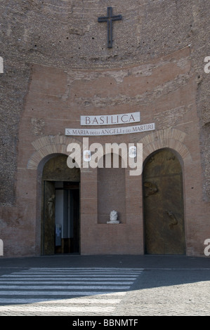 geography / travel, Italy, Rome, Basilica Santa Maria Degli Angeli e Dei Martiri, exterior view, former Tepidarium of the Baths of Diocletian, Additional-Rights-Clearance-Info-Not-Available Stock Photo