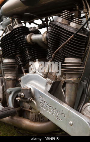 Motoring Engine of vintage 1930s Brough Superior motorcycle Stock Photo