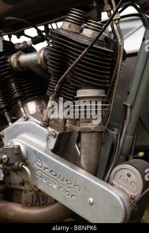 Motoring Engine of vintage 1930s Brough Superior motorcycle Stock Photo