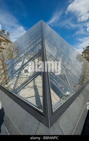Close up of the Glass Pyramid entrance to the Louvre Museum in Paris France Stock Photo