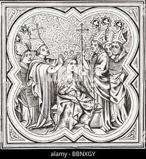 Coronation of Charlemagne aka Carolus Magnus, Karolus Magnus or Charles the Great, 742 - 814. King of the Franks. Stock Photo