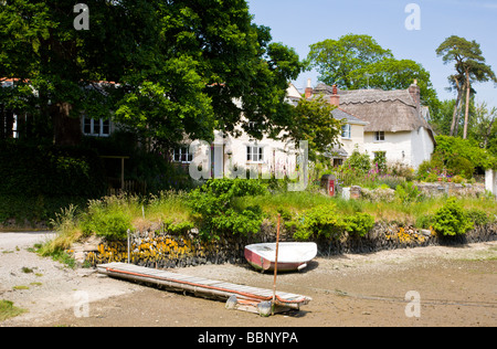 Boat moored on the Tresillian River at St Clement Cornwall England UK Stock Photo