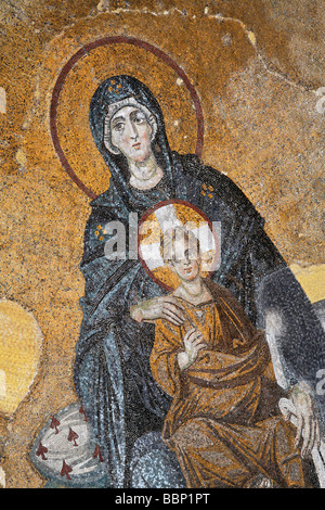 Mary with baby Jesus, Byzantine mosaic, dome in the apse, Hagia Sophia, Aya Sofya, Sultanahmet, Istanbul, Turkey Stock Photo