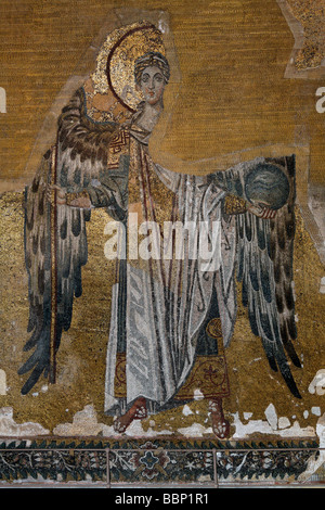 Archangel Gabriel, Byzantine mosaics, lower apse wall, Hagia Sophia, Aya Sofya, Sultanahmet, Istanbul, Turkey Stock Photo