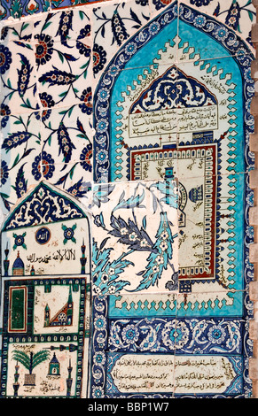 Historic mural made of Iznik tiles, Hagia Sophia, Aya Sofya, Sultanahmet, Istanbul, Turkey Stock Photo