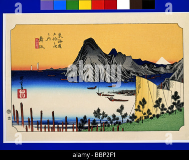 Utagawa Hiroshige, The Fifty-three Stations of the Tokaido, Maisaka, Stock Photo