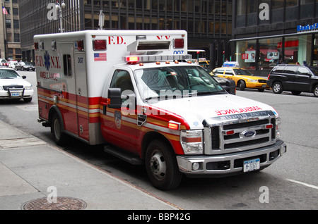 A New York Fire Department emergency vehicle/ambulance parked in New York City, United States. Stock Photo