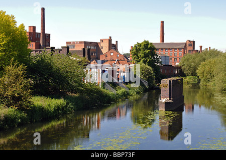 River Soar and old factory buildings, Leicester, Leicestershire, England, UK Stock Photo