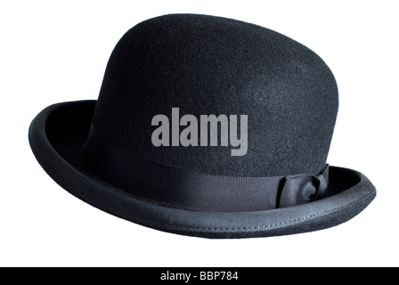 Black bowler hat as worn by english gentleman the city of london Stock Photo