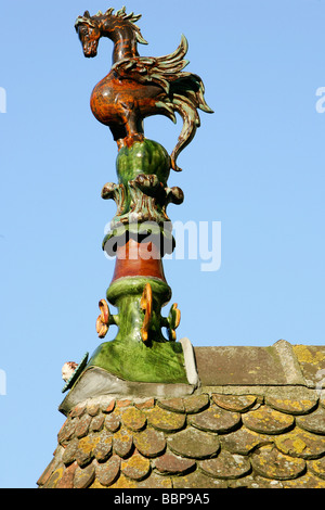 FINIAL IN THE SHAPE OF A HORSE, HOTEL RESTAURANT 'LE NORMANDY BARRIERE', DEAUVILLE, CALVADOS (14), NORMANDY, FRANCE Stock Photo