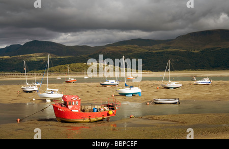 Barmouth, Gwynedd, North Wales, harbour at low tide Stock Photo