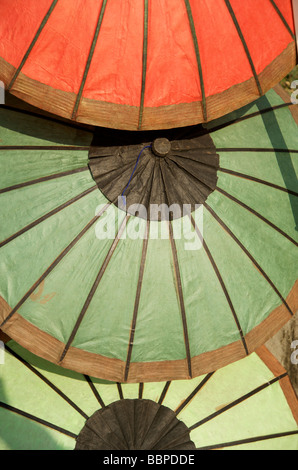 Close up of paper umbrellas in Luang Prabang market Laos Stock Photo