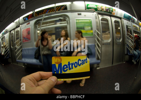 A New York City MTA metrocard in the subway in New York on Sunday  May 24 2009 Frances M Roberts Stock Photo