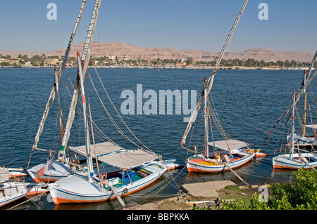 Luxor Thebes Nile Egypt felucca sailboat cruise Stock Photo