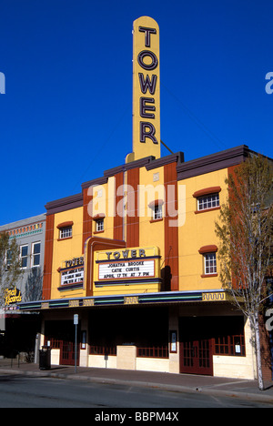 The Tower Theater and downtown shops Bend Oregon Stock Photo - Alamy