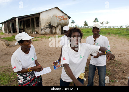 HIV AIDS peer educators performing a group play to create awareness Quelimane Mozambique Stock Photo