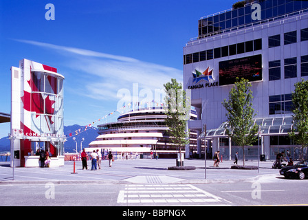 Tourist Information Welcome Centre and Cruise Ship at 'Canada Place' Trade Convention Centre Vancouver British Columbia Canada Stock Photo