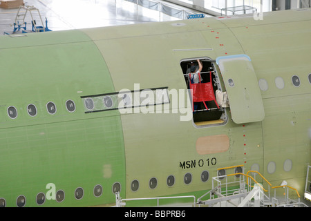 TOUR OF THE AIRBUS A380 ASSEMBLY PLANT AT THE TOULOUSE AEROSPACE CENTER, HAUTE-GARONNE (31), FRANCE Stock Photo