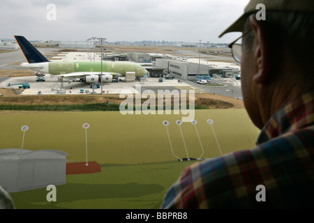 TOUR OF THE AIRBUS A380 ASSEMBLY PLANT AT THE TOULOUSE AEROSPACE CENTER, HAUTE-GARONNE (31), FRANCE Stock Photo