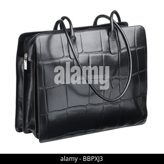 Black leather handbag Stock Photo