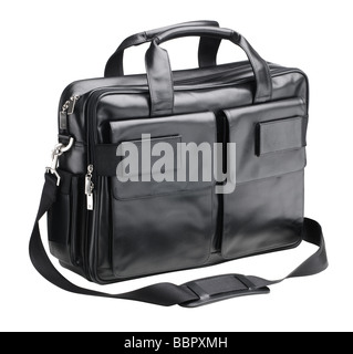 Black leather briefcase Stock Photo