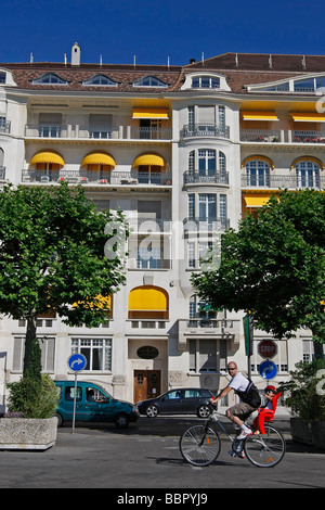 LUXURY RESIDENCE, MONT BLANC QUAY, GENEVA, SWITZERLAND Stock Photo