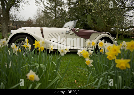 Morgan car finished in Old english white Stock Photo