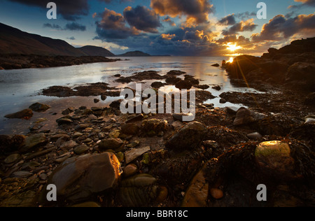 Dramatic sunset at Niarbyl Bay Isle Of Man Stock Photo
