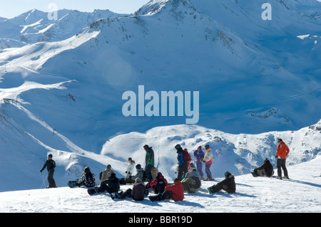 Group of Skiers Stock Photo