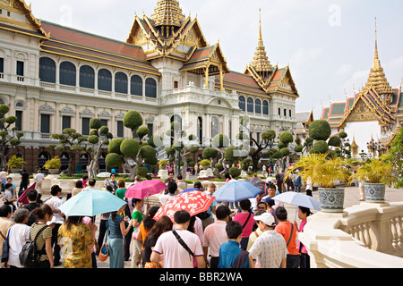 Tourist inside the Grand Palace in Bangkok Thailand Stock Photo