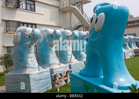 THE CONSTRUCTION SITE OF THE 2010 WORLD EXPO, 'HAIBAO' THE EXPO'S MASCOT, SHANGHAI, SHANGHAI, CHINA Stock Photo