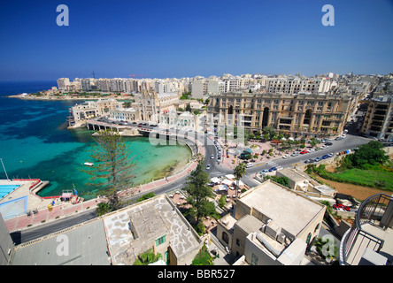 MALTA. Balluta Bay in St Julian's. View from Le Meridien Hotel. 2009. Stock Photo