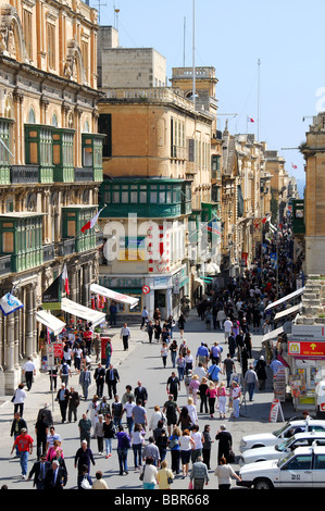 MALTA. Republic Street (Triq ir-Repubblika) by the city gate in Valletta. 2009. Stock Photo