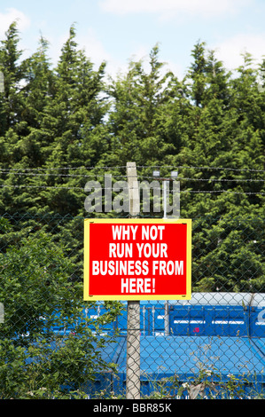 Advertising sign selling storage space in containers Stock Photo - Alamy