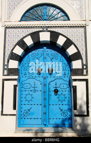 TUNIS, TUNISIA. Door on a house in Sidi bou Said outside Tunis. 2009. Stock Photo