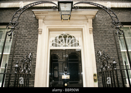 The front door of number 10 Downing Street Prime Ministers residence London, England, UK Stock Photo