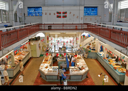 COVERED FISH MARKET, BIARRITZ, BASQUE COUNTRY, BASQUE COAST, BIARRITZ, PYRENEES ATLANTIQUES, (64), FRANCE Stock Photo