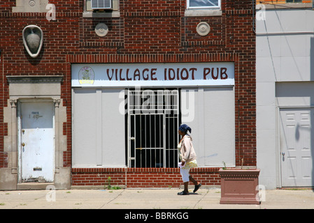 Village Idiot pub on Mack Avenue Detroit Michigan USA Stock Photo